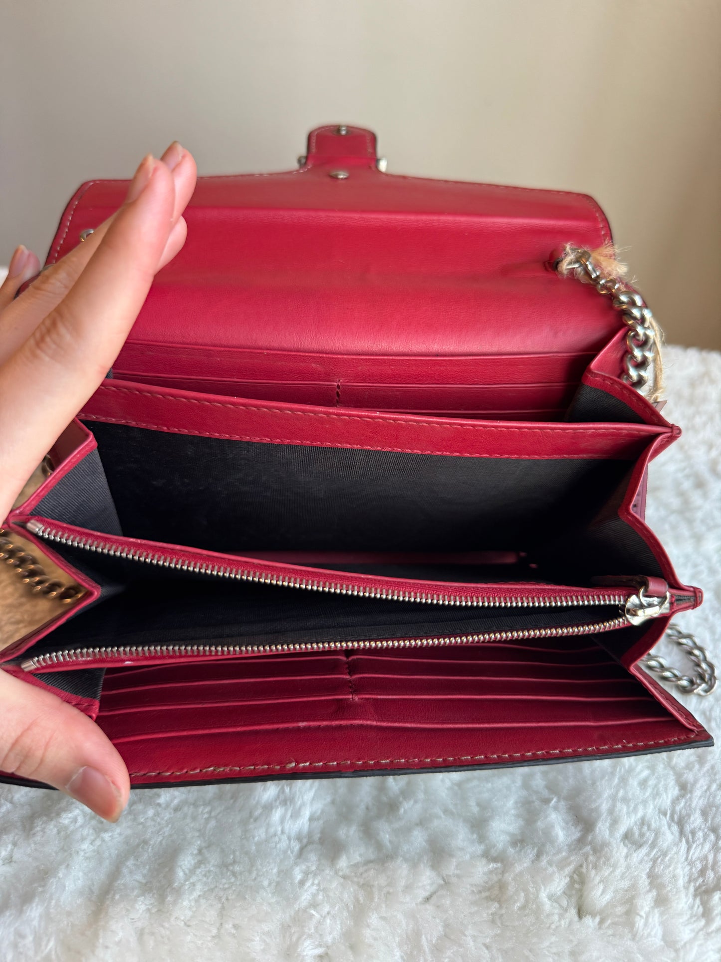 GUCCI Dionysus Chain wallet GG  Coated Canvas Small