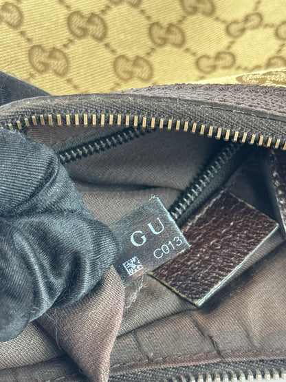 GUCCI Web Stripe Halfmoon GG Canvas Brown