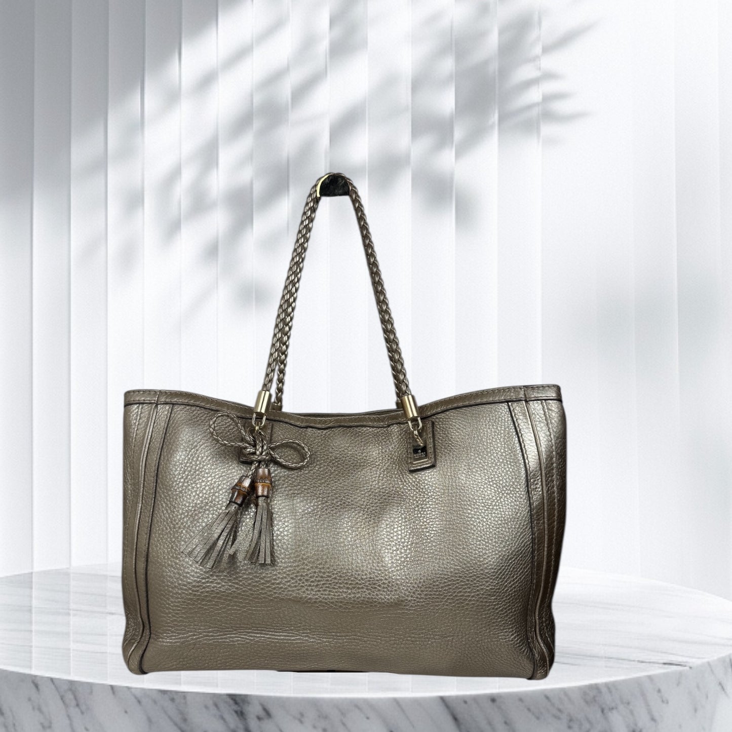 Gucci Bella Metallic Leather Tote Bag
