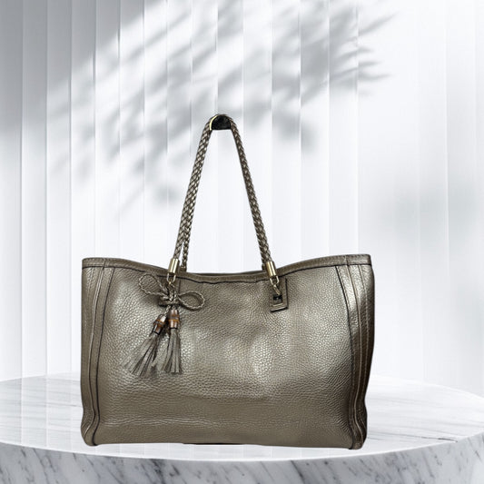 Gucci Bella Metallic Leather Tote Bag