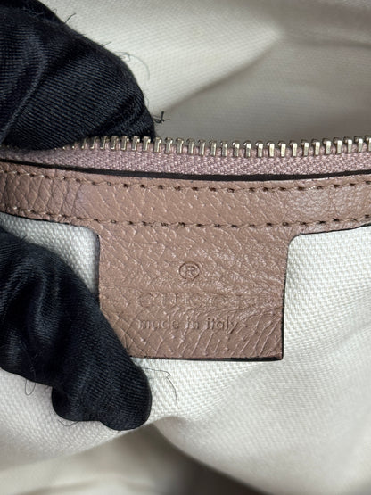 GUCCI Bree GG Canvas Shoulder Bag Pink Nude