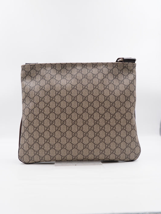 Gucci Flat GG Supreme Messenger Coated Canvas Brown