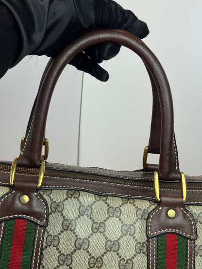 GUCCI Vintage Web Travel GG Coated Canvas Brown