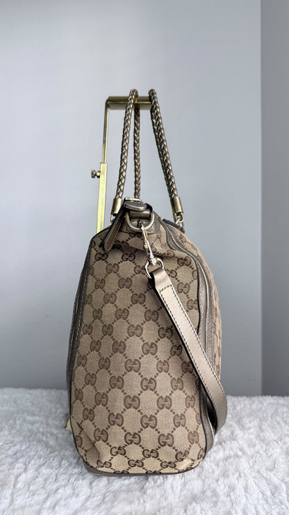 GUCGI Bella Tote GG Canvas Handbag with strap Gold