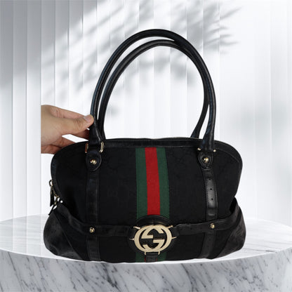 Gucci Reins GG Canvas Shoulder bag Black