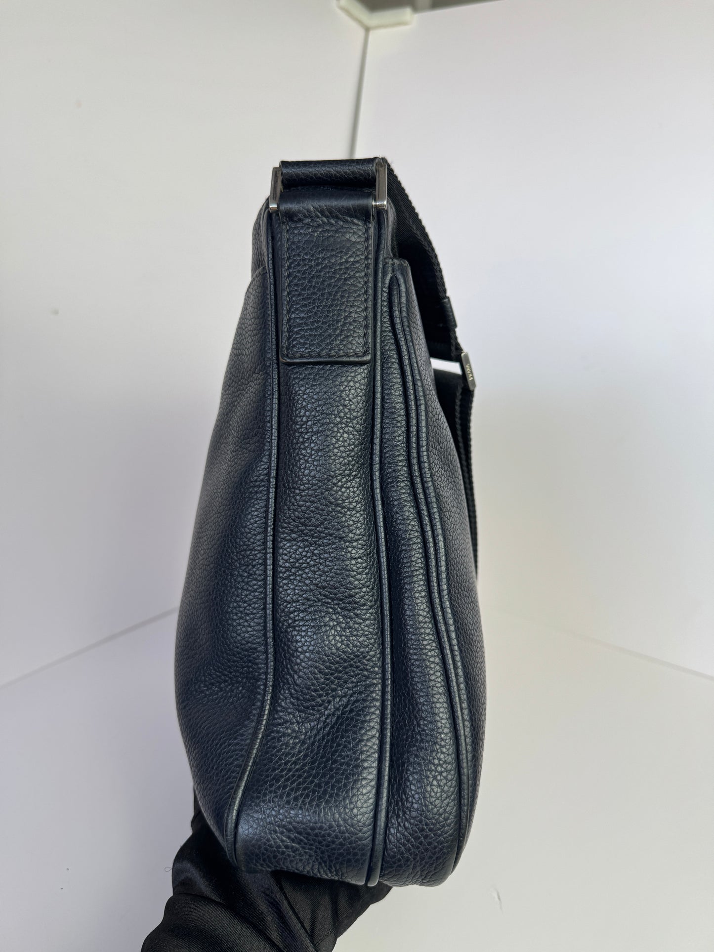 PRADA Pocket Leather Messenger Navy