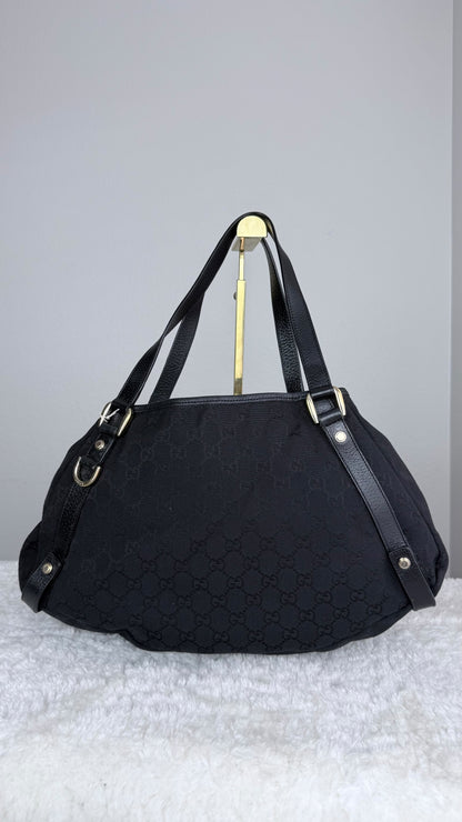 GUCCI Hobo Abbey GG Canvas Black