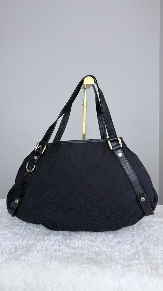 GUCCI Hobo Abbey GG Canvas Black