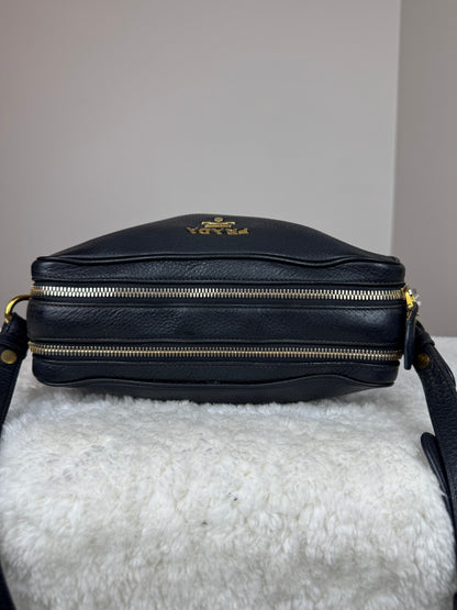 PRADA Double Zip Camera Vitello Daino Black