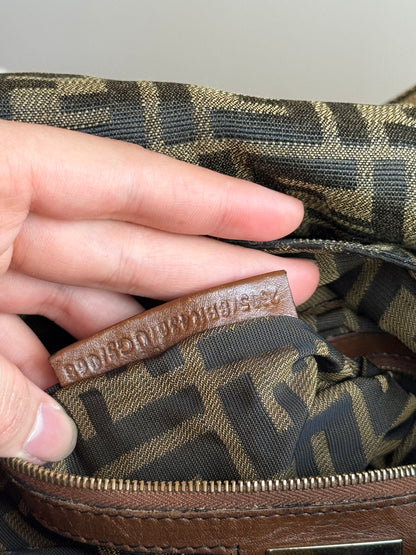 FENDI Pleated Zucca Canvas Shoulder bag