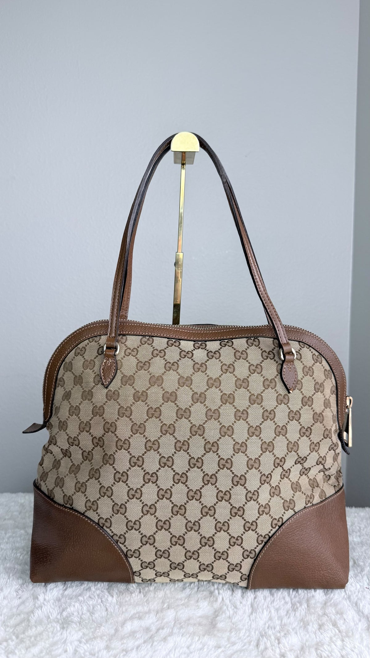GUCGI Bree Tote GG Canvas Brown