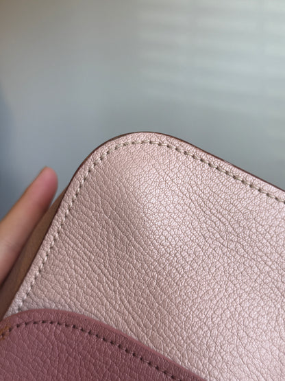 MIU MIU Pink Leather Madras Top Handle two tone