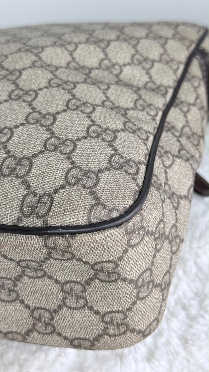 GUCCI Front Zip Messenger GG Coated Canvas Brown