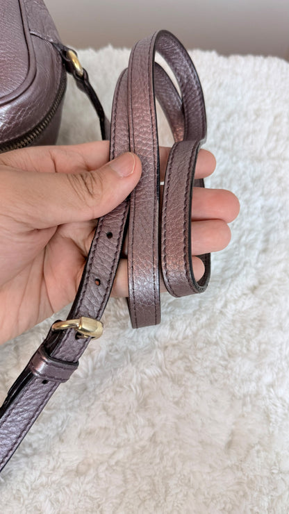 GUCCI Soho Disco Leather Purple Metallic Crossbody
