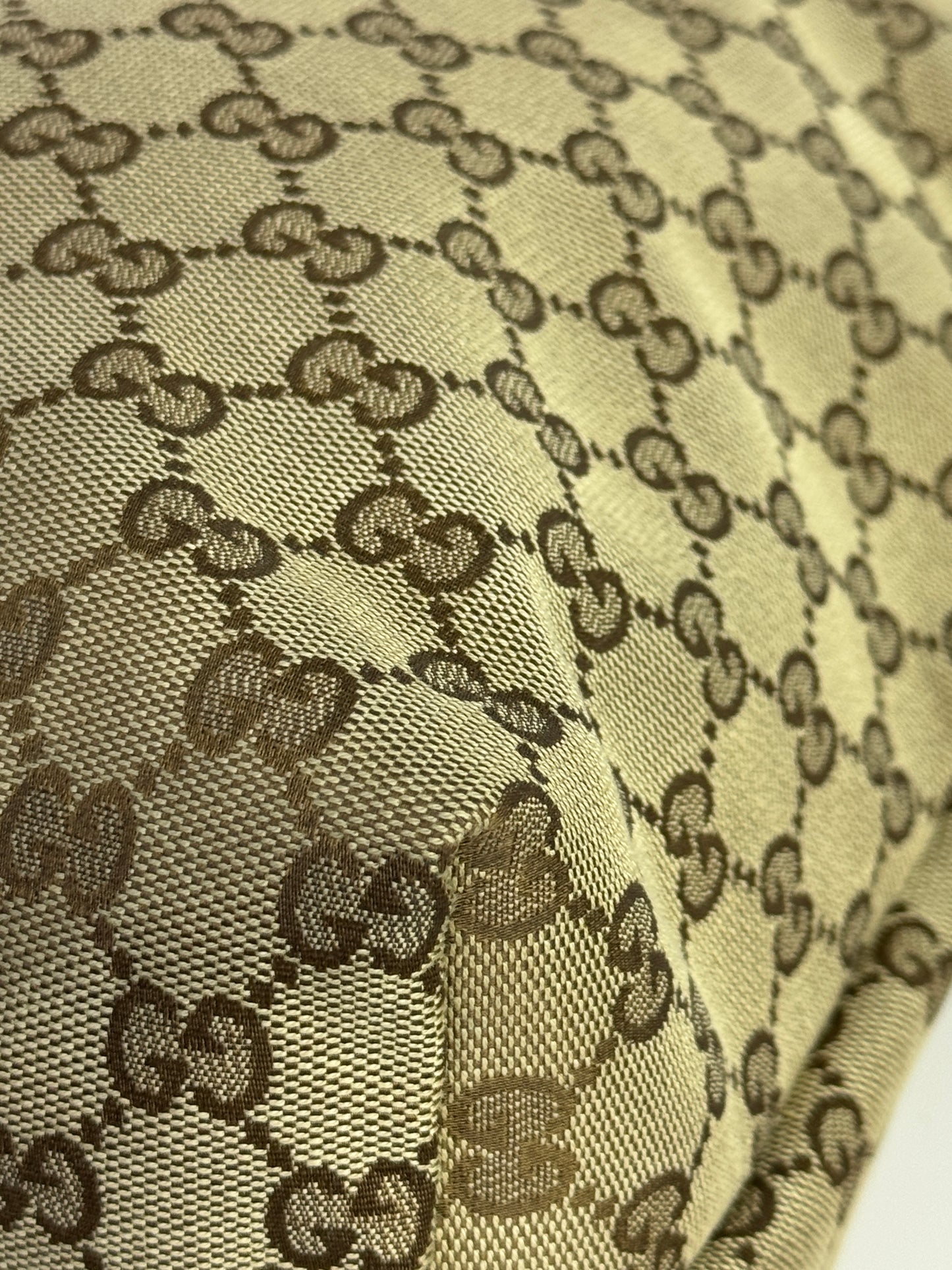 GUCCI Web Flat Messenger Green and Red Stripe Brown