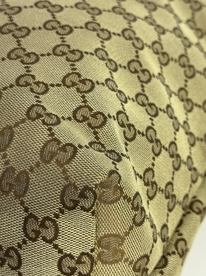 GUCCI Web Flat Messenger Green and Red Stripe Brown