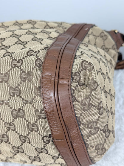 GUCCI Bella GG Canvas Handbag Brown