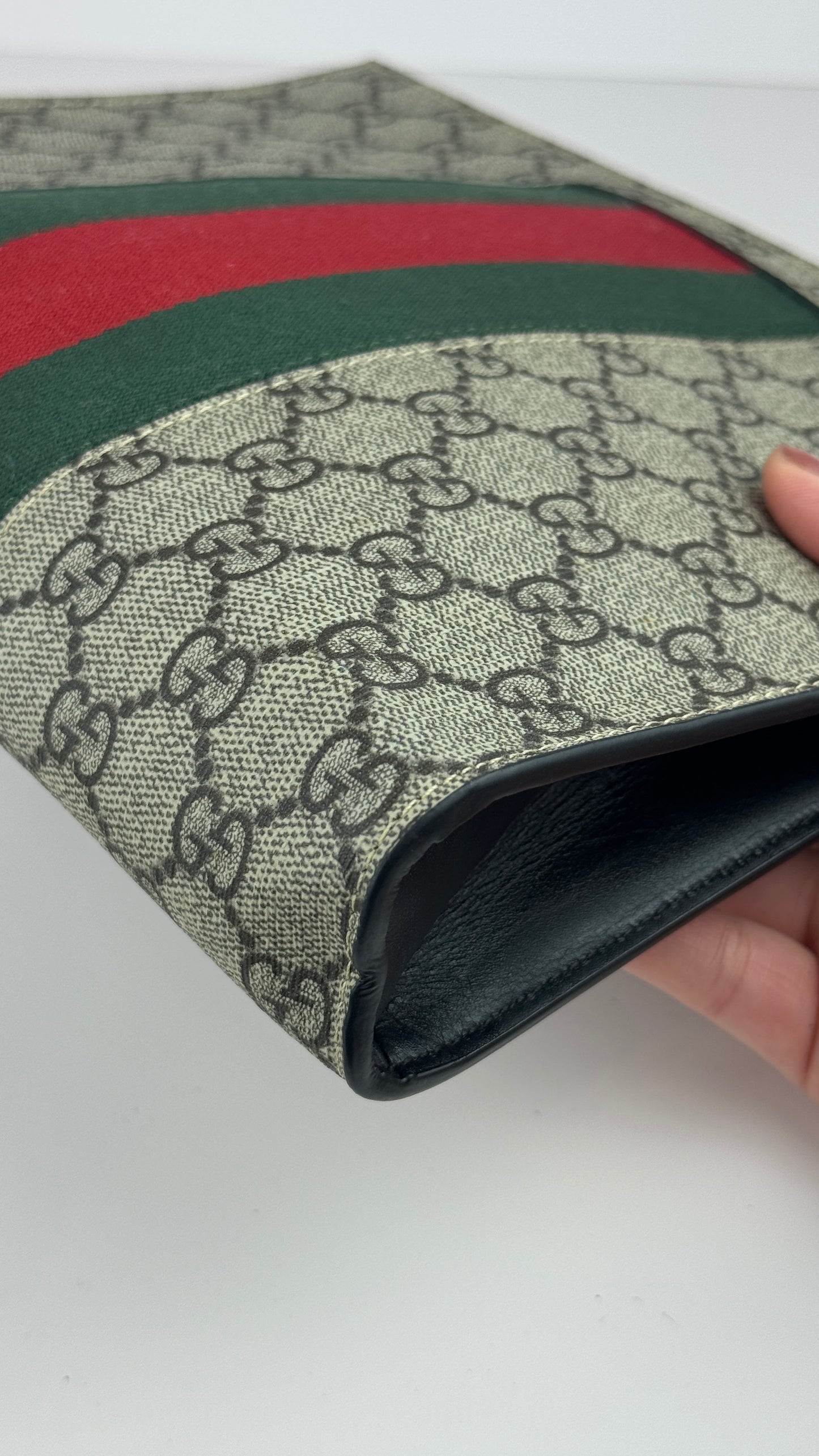 Gucci Clutch GG Supreme Pouch Web Ophiadia Dark