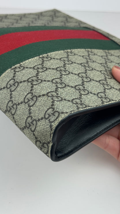 Gucci Clutch GG Supreme Pouch Web Ophiadia Dark