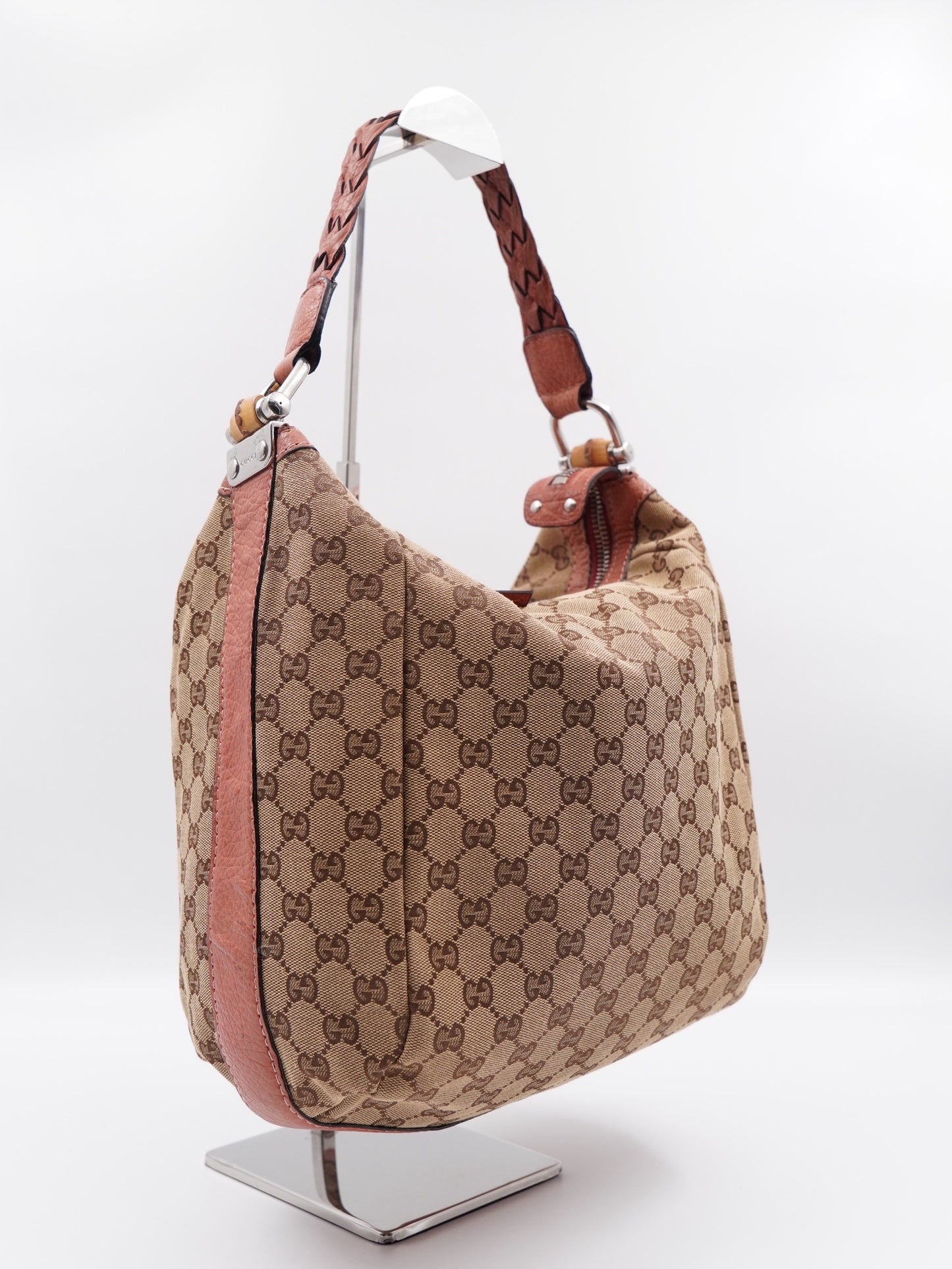 Gucci Bamboo Bar Shoulder Bag GG Canvas