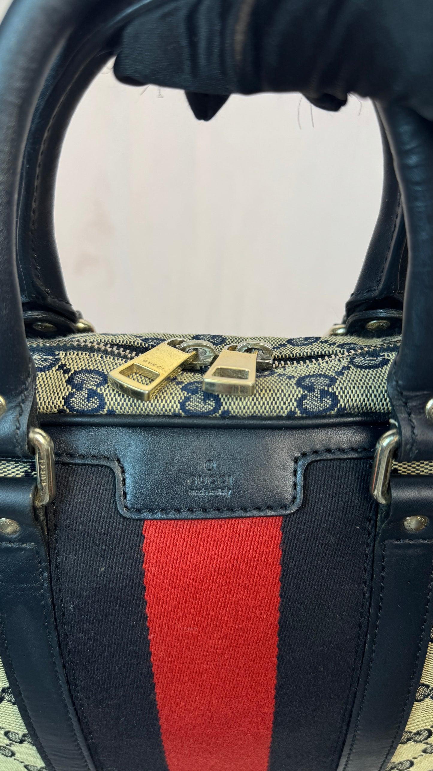 Gucci Web Briefcase GG Canvas Navy