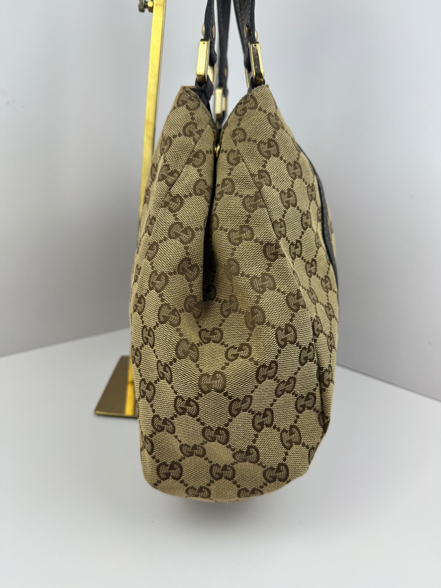 GUCCI Web Tote New Ladies Monogram Dark Brown