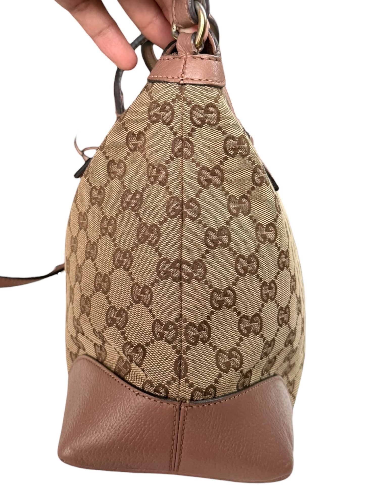 Gucci Bree convertible top handle bag GG Canvas medium pink