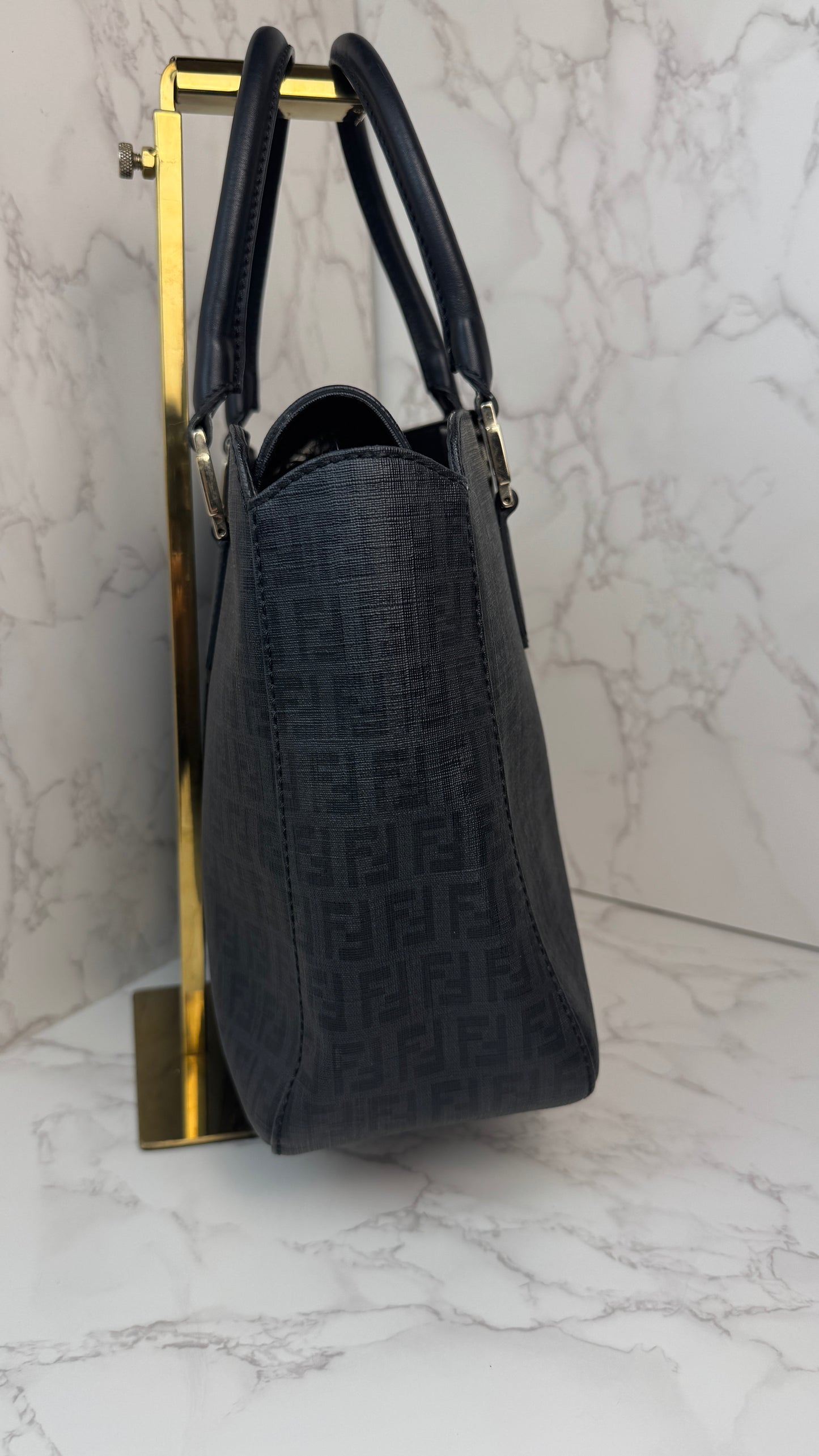 Fendi Zucca Canvas Top Handle Tote Bag