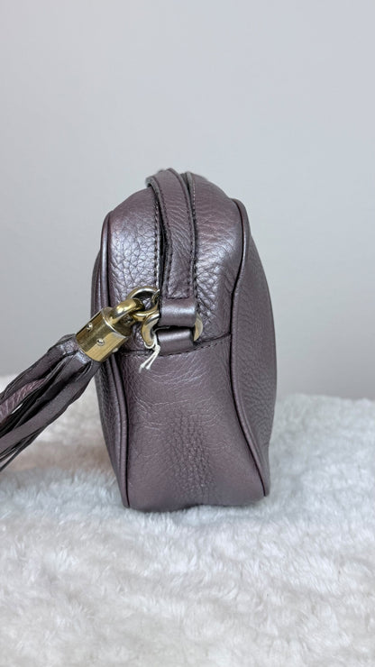 GUCCI Soho Disco Leather Purple Metallic Crossbody