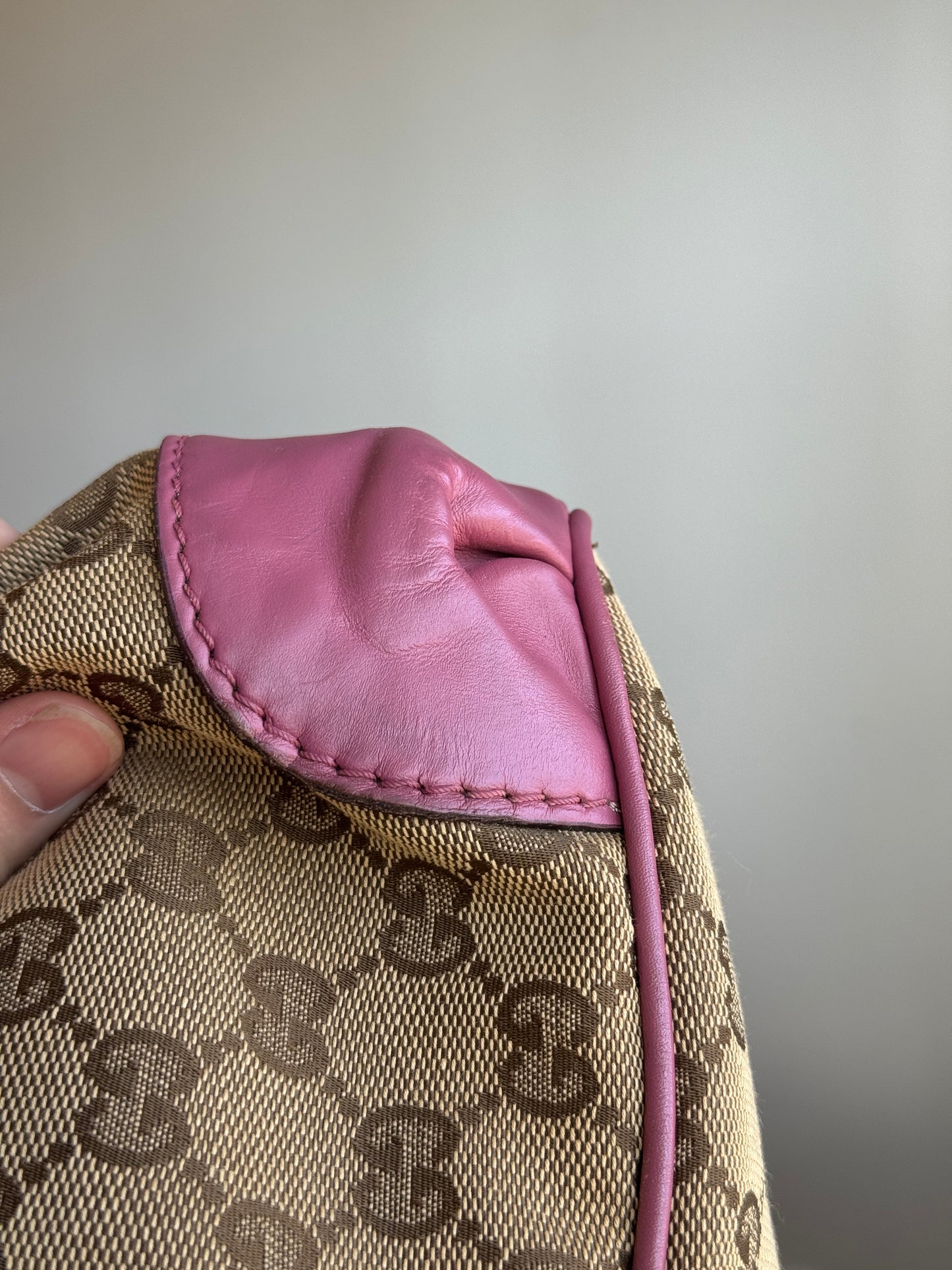 GUCCI Sukey Top handle with Strap GG Canvas Pink