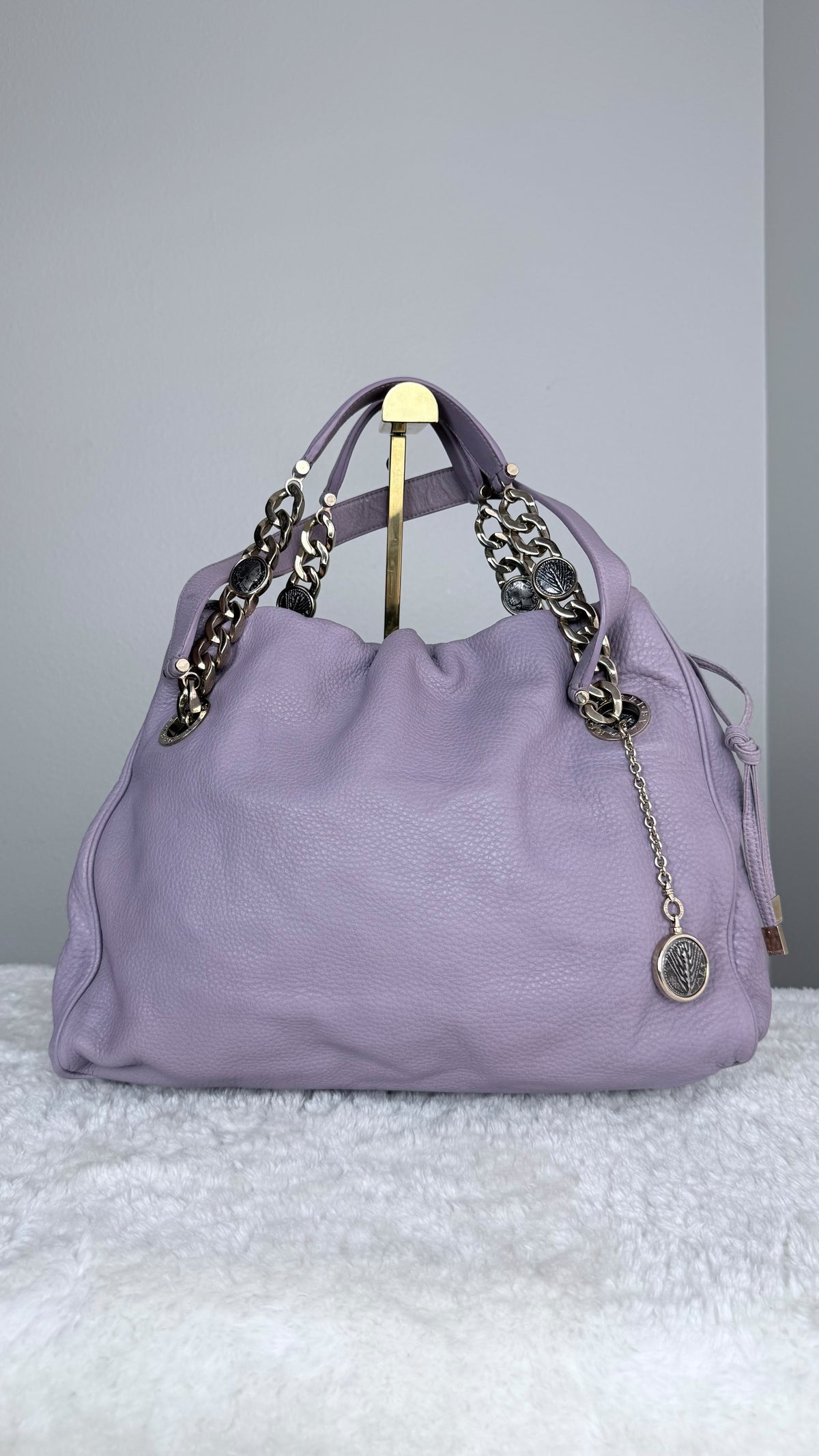 BVLGARI Leather Top Handle Purple