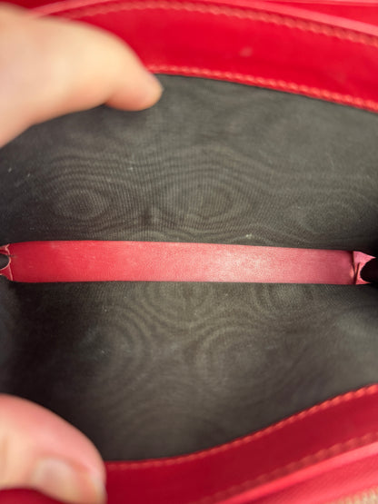 GUCCI GG Marmont Chain Wallet Matelasse Leather Red