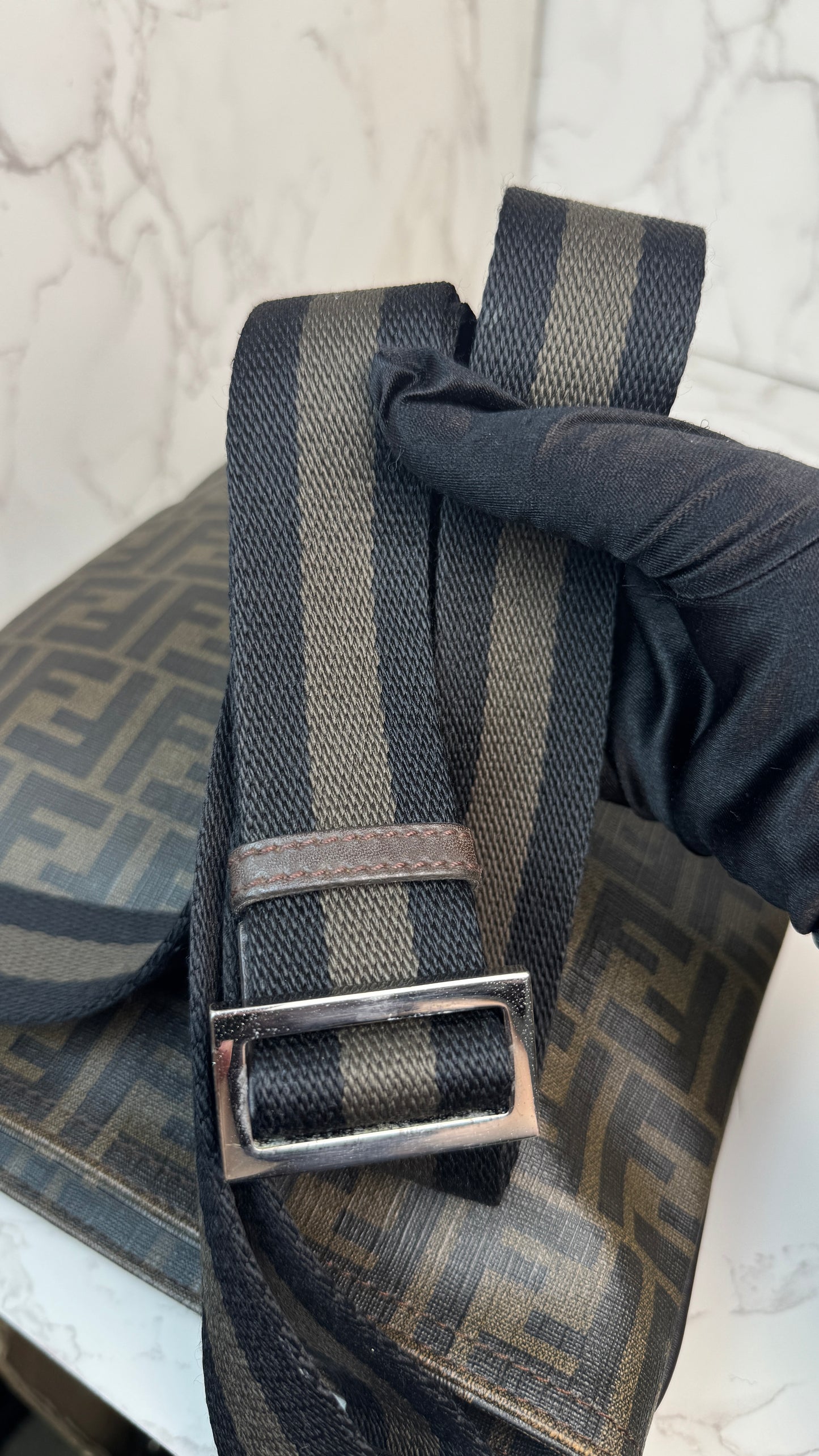 Fendi Zucca Canvas Crossbody Brown