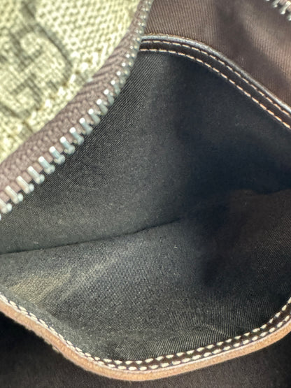 Gucci Flat Zip Top Messenger Coated Canvas Brown