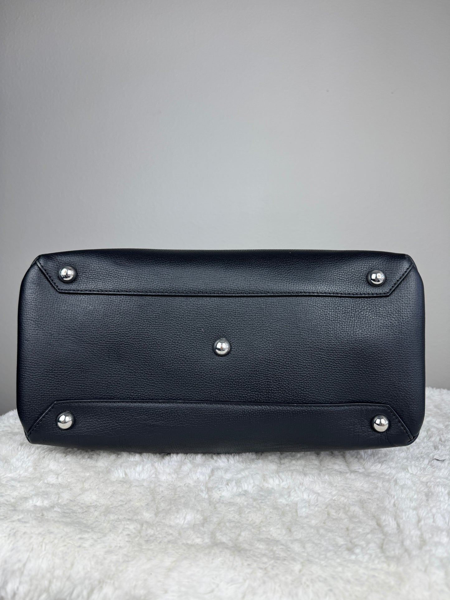 BURBERRY Derby Calfskin House Check Medium Banner Tote Black Sea Green
