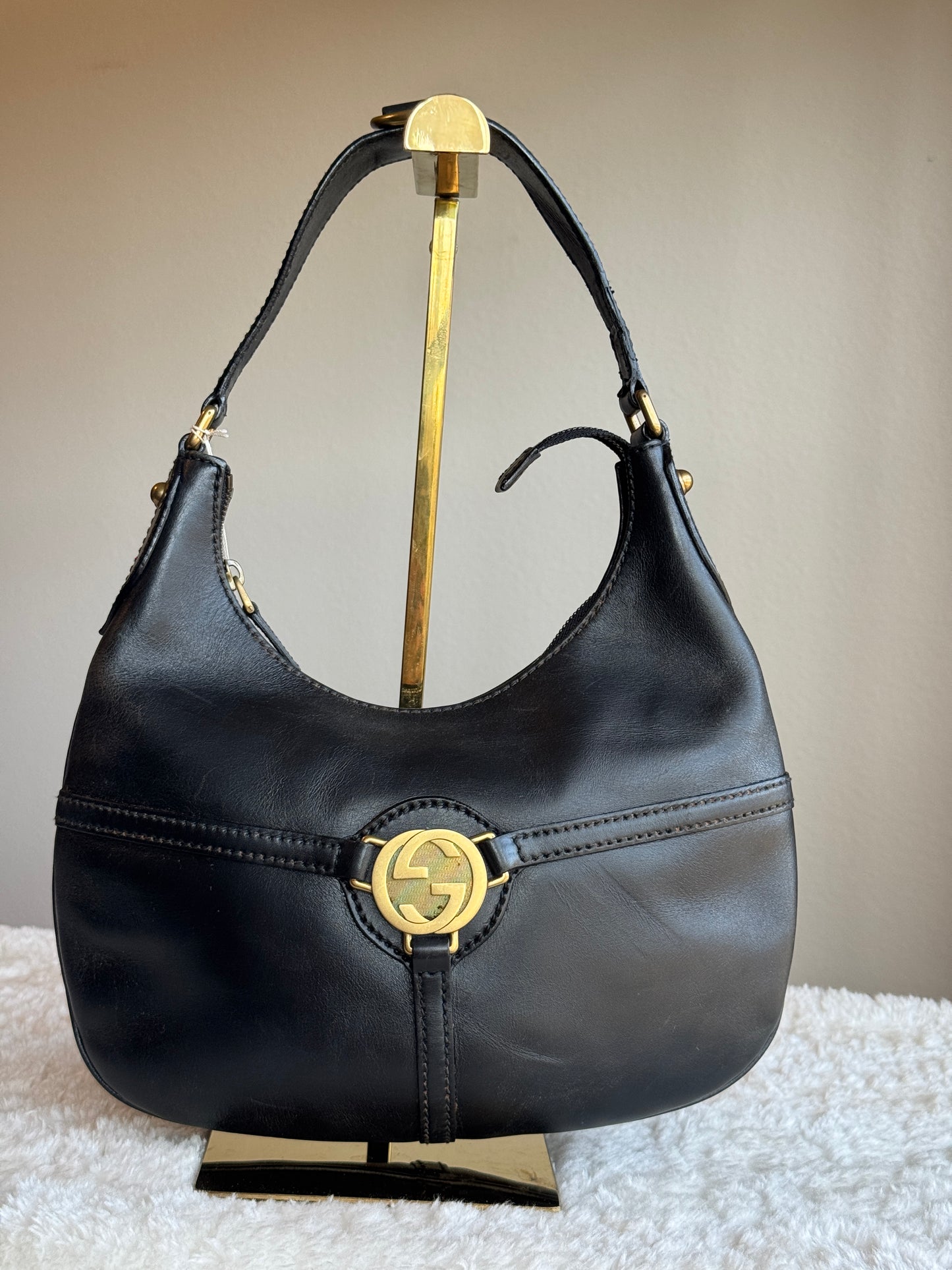 GUCCI Reins Hobo Leather Black