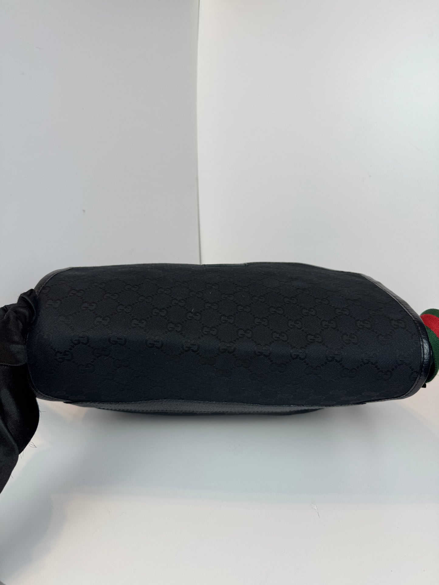 GUCCI Web Flap Messenger GG Canvas Black