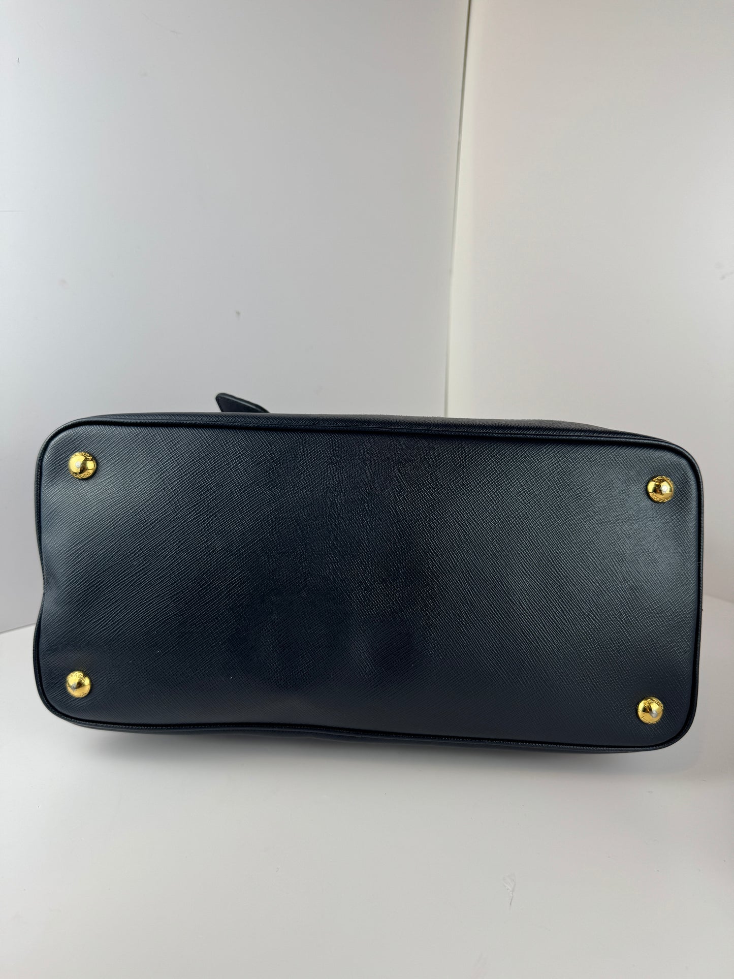 Prada Vernice Medium Open Promenade tote Navy Black
