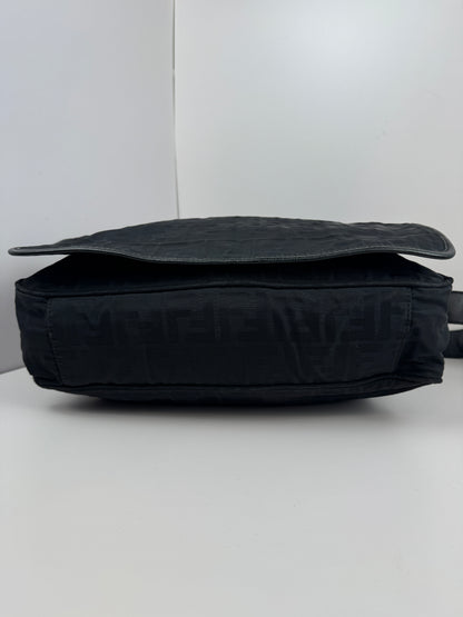 Fendi Zucca Flap Messenger Black