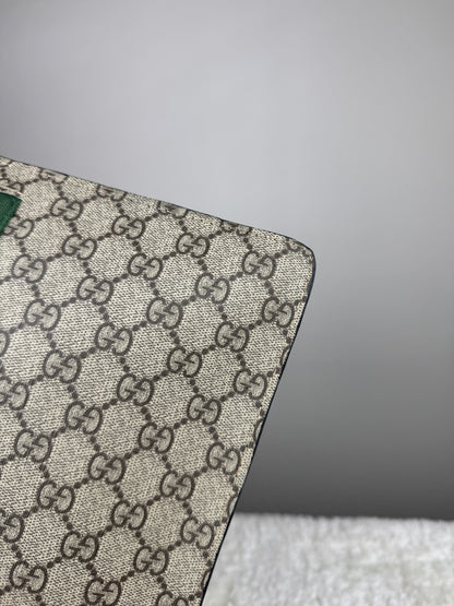 GUCCI Web Wrislet Clutch GG Coated Canvas Black