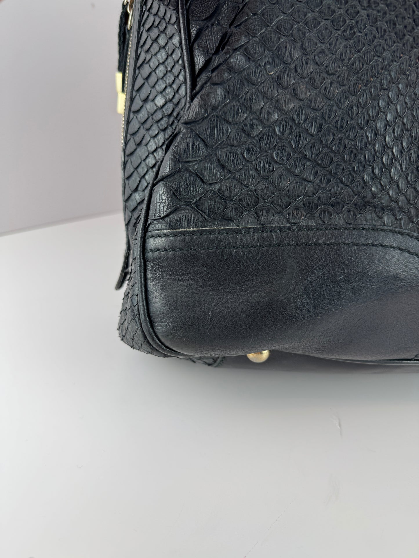 Gucci Princy Hobo Python Black Leather Web stripe