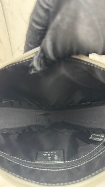 Gucci GG Leather Hobo Silver and Grey