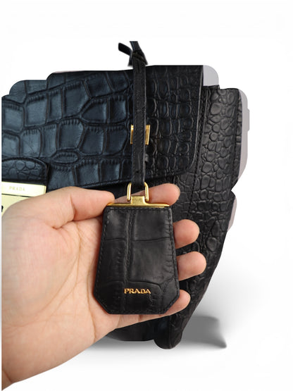 Prada Croc-Embossed Leather Top Handle Bag – Medium