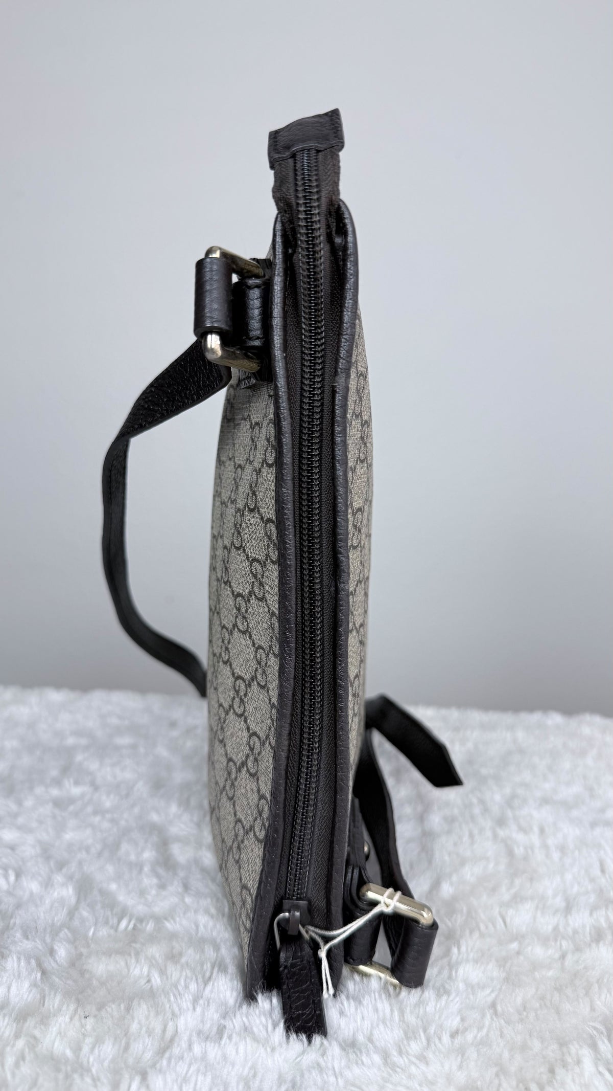 GUCCI Flat Messenger Coated Canvas Dark Brown