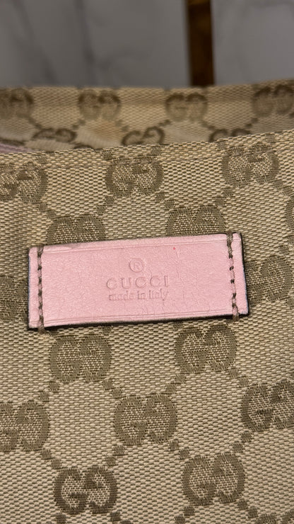 Gucci Web Tote Pink&Blue GG Canvas