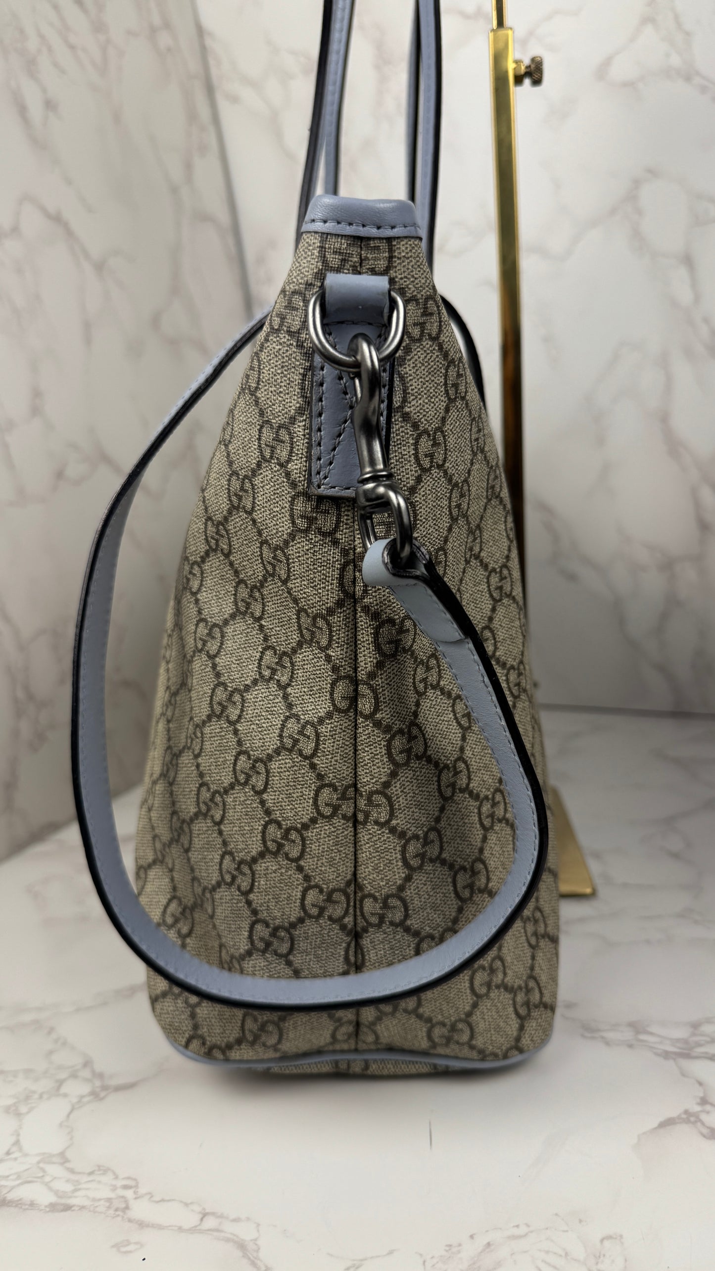 Gucci Tote With Strap GG Canvas light Blue