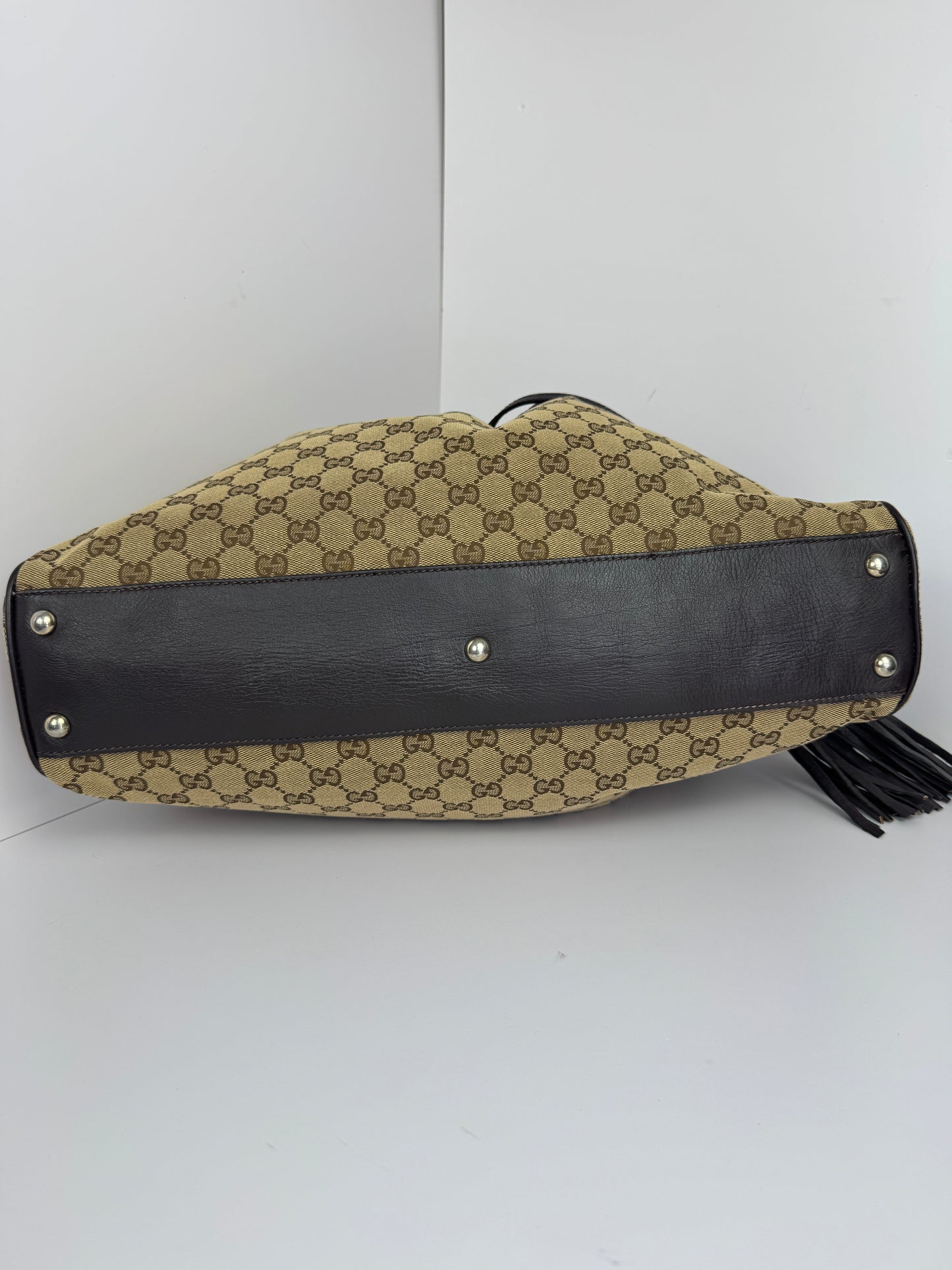 Gucci Drawstring Bamboo Hobo GG Canvas Monogram Brown