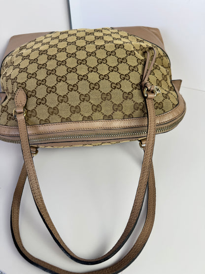 GUCCI Bree GG Canvas Shoulder Bag Pink Nude