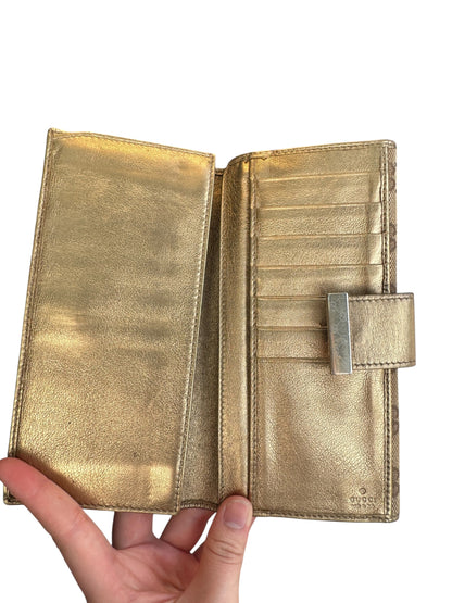 WA7👛 Gucci long wallet GG Canvas gold (COA included) retail $885