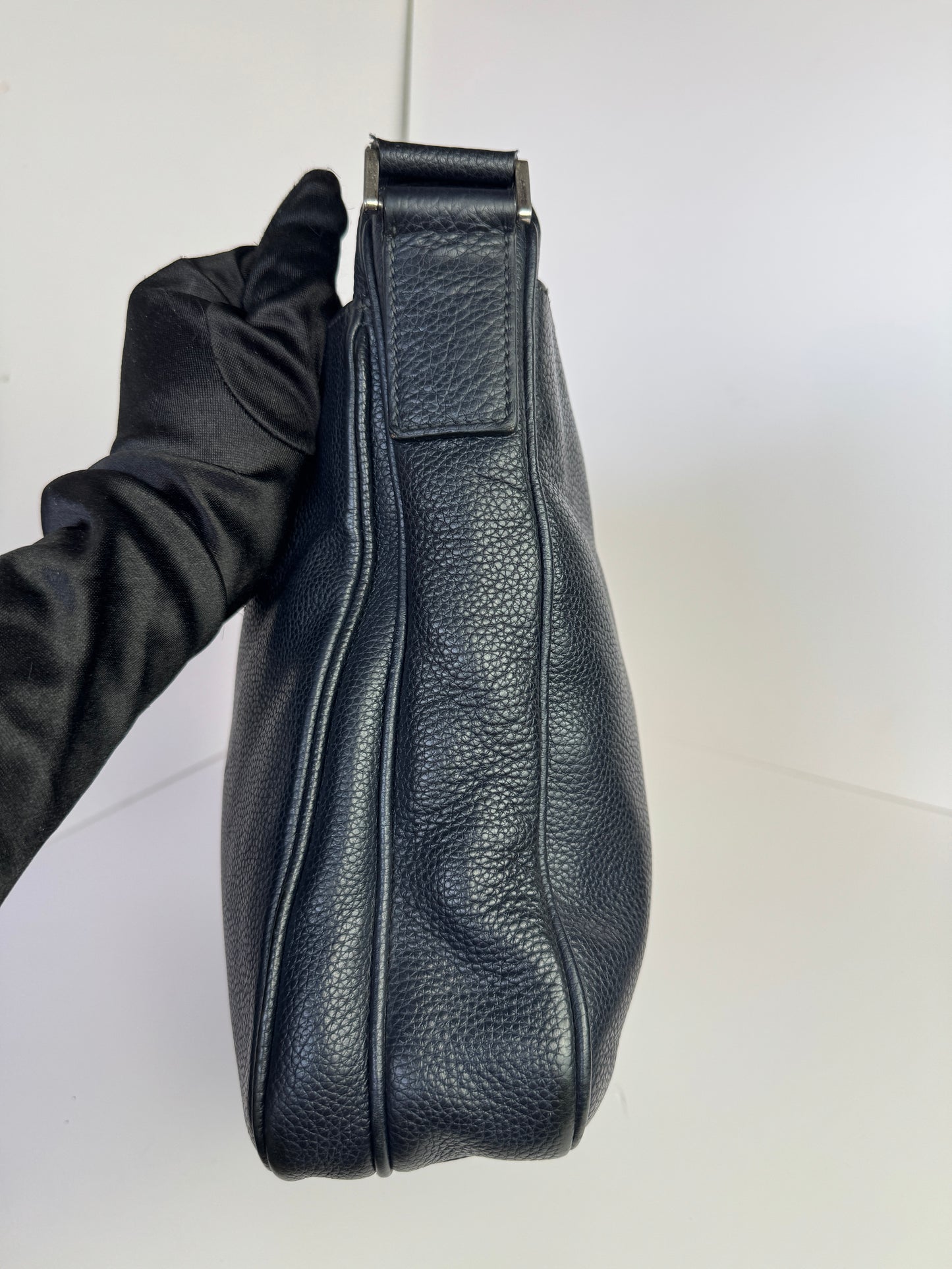 PRADA Pocket Leather Messenger Navy